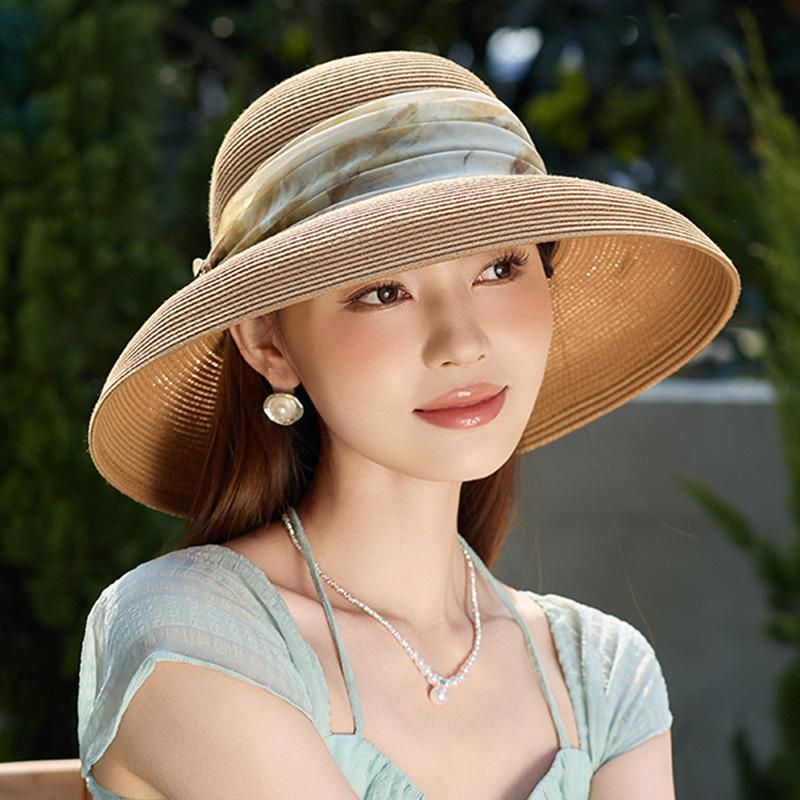 2025 Letni Kapelusz Przeciwsłoneczny z Szerokim Rondem: Oddychający słomkowy kapelusz kopułkowy na podróże, plażę i ochronę przed słońcem