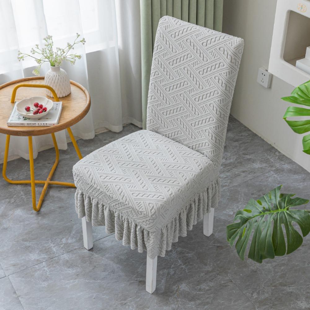 Stretchable Chair Covers Skirt Style Universal Dining Seat Cushion Set with Backrest for Home