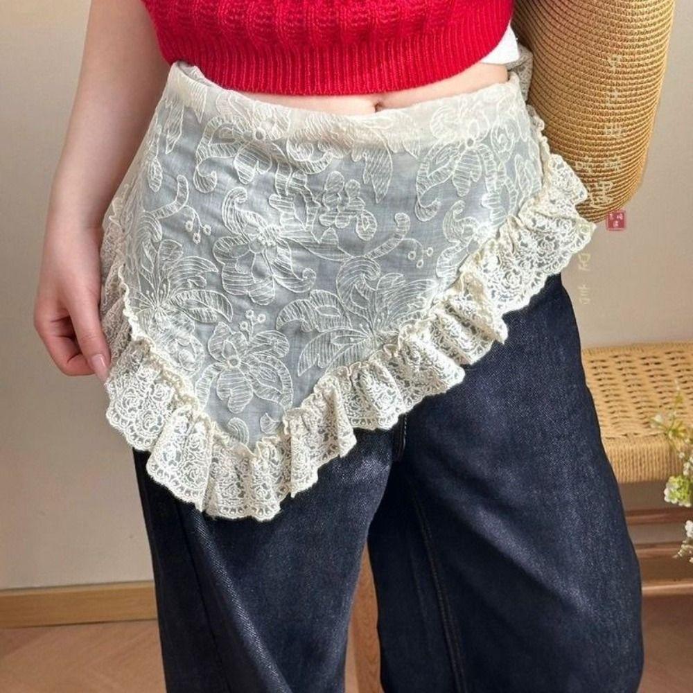 Ethnic Style Lace Headband Embroidered Embroidered Flower Scarves Retro Lace Head Scarf  Women