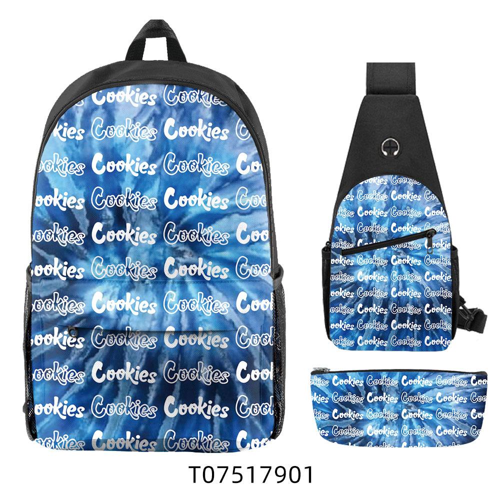 Cook Backpack Student School Bag Lightweight Polyester Backpack Three-Piece Set