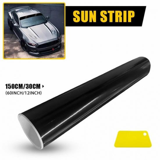 Universal Windshield Banner Black Vinyl Decal Sun Strip 60 x12  EOA