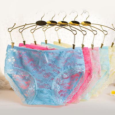 Women's Cute Floral Lace Panties Sheer Mesh Jacquard Cutout Sexy Triangle Briefs for Teens