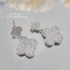 Luxury Four Leaf Clover Earrings with Full Diamonds Elegant Long Drop Earrings for Women Fashion Jewelry