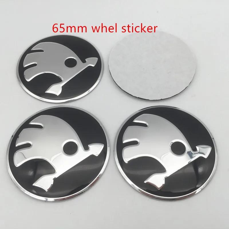 Autoaufkleber 2025 Neu 4 Stück 3D 56mm 60mm 65mm Für Skoda Autoemblem Radnaben-Mittelkappe Abzeichen Abdeckungen Aufkleber Decals Styling Zubehör