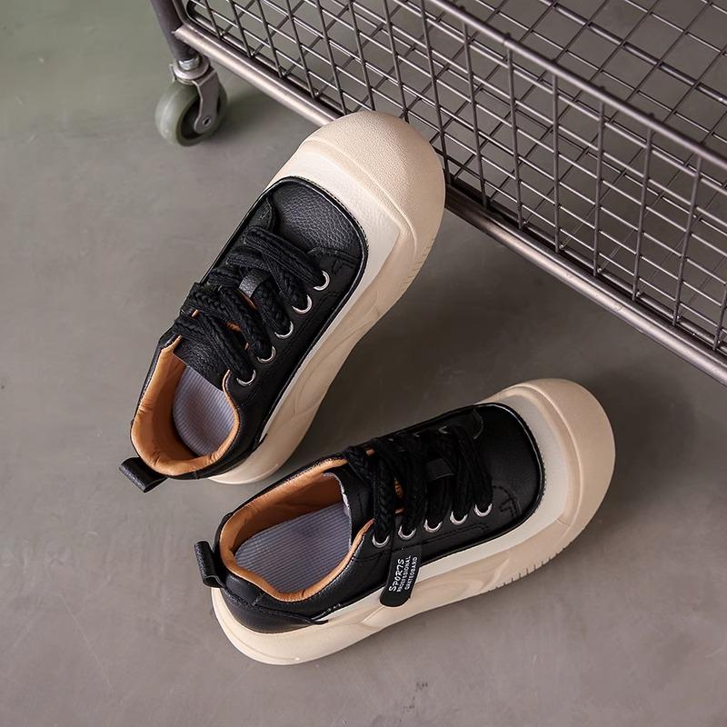 Height-increasing little white shoes 2025 spring and summer new retro single shoes women's soft sole versatile thick sole leather surface casual sp