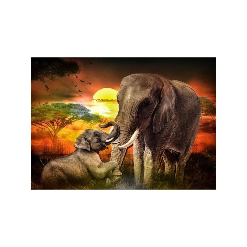 Vahşi doğa, fil, aile posterleri, tuval, resim, hayvan, baba, anne, çocuk, sevgi, modern oda için duvar sanatı resim