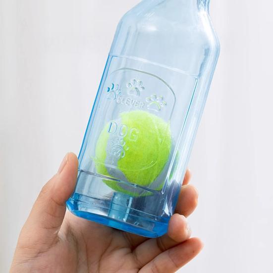 Water Bottle Dog Toy Squeaky TPR Bottle Dog Chew Toy with Tennis Ball Inside Interactive Fetch Toy for Small Medium Large Dogs