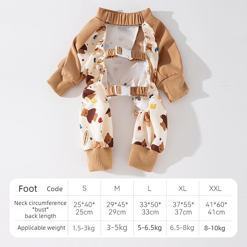 

Dog Coats Pet Outfits Puppy Clothing All-inclusive with Feet Dust Pants Summer Out Foot Anti-dirty Waterproof Pet Dog Clothes XXL 8.5-10kg коричневий