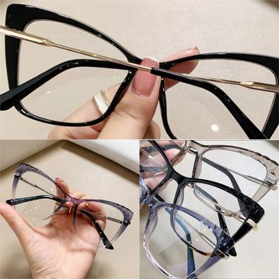 Damen Blaulichtfilter Brille Mode Katzenaugen Kristallschliff Optische Brille Computerbrille Myopie Brillenrahmen