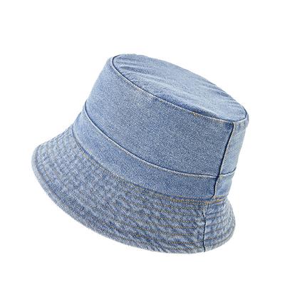 2023 Hight Quality Denim Wash Flat Top Bucket Hats Lady Leisure Sun Cap Man Outdoors Fisherman Hat 56-59cm