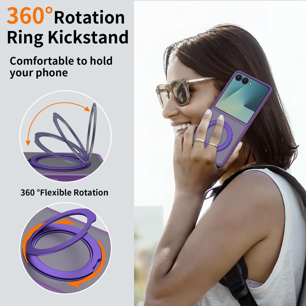 Matte 360° Spin Stand Cover for Samsung Galaxy Z Flip 7 Magnetic Mobile Phone Case with Ring Kickstand Cases Ring Holder New
