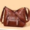 WTEMPO Soft Washed PU Leather Crossbody Bag Multi Zipper Adjustable Wide Strap Large Capacity Shoulder Messenger Bag for Women Daily Use
