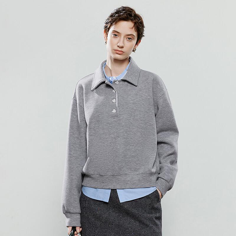 Chuyu Damen Herzknopf Polo Sweatshirt