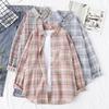 Plaid Shirt Women's Long-sleeved Spring New Style Literary Design Niche Couple Loose Coat Shirt