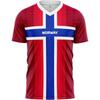 Maglia da Calcio Norvegese Linea Ondulata Maglia da Calcio Uomo Elegante Bandiera Norvegese Patriottica Manica Corta Allenamento Calcio