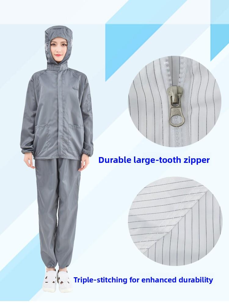 Mono sin pelusa con capucha para hombre y mujer Ropa de trabajo Disipación estática Azul ey Agricultura Traje de limpieza de cuerpo completo