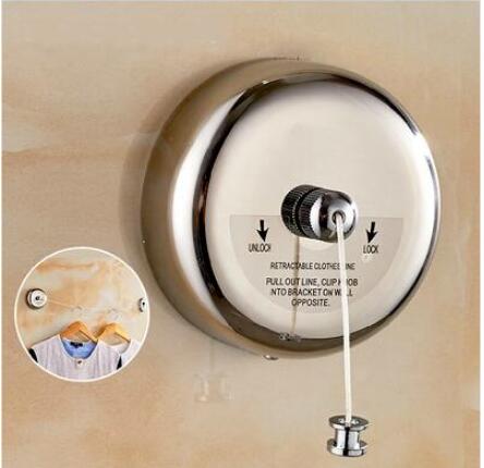 Black Retractable clothesline indoor Stainless Steel Round Clothesline outdoor Clothes Dryer with 2.8 M Nylon clothesline rope