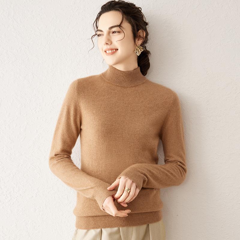 Cashmere Sweater for Women In Autumn and Winter New Soft and Glutinous Skin-friendly Base Shirt Pullover Solid Color Versatile Sweater