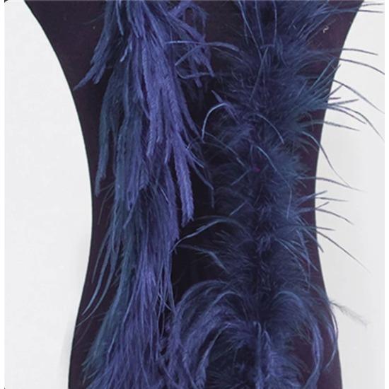Blue 1PLY Natural Ostrich Feather Boa Fluffy Plume Ribbon Shawl DIY Sewing Trim for Wedding Christmas Party Dress Costume Accessories