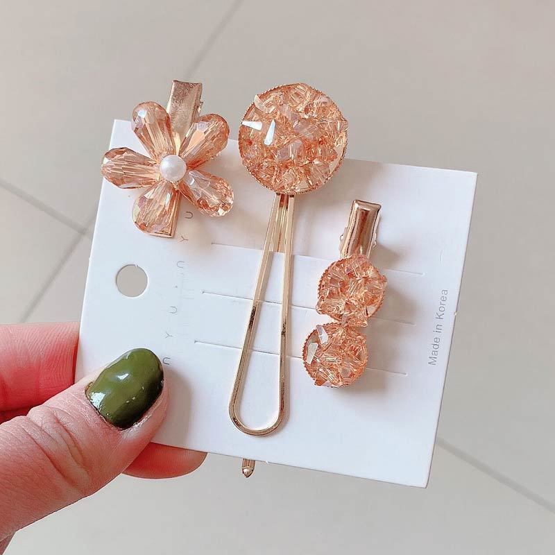 Korean Chic Round Pearl Flower Hair Pins Vintage Barrettes Hair Clips Set Crystal Metal Hair Accessories Hairgrip for Women