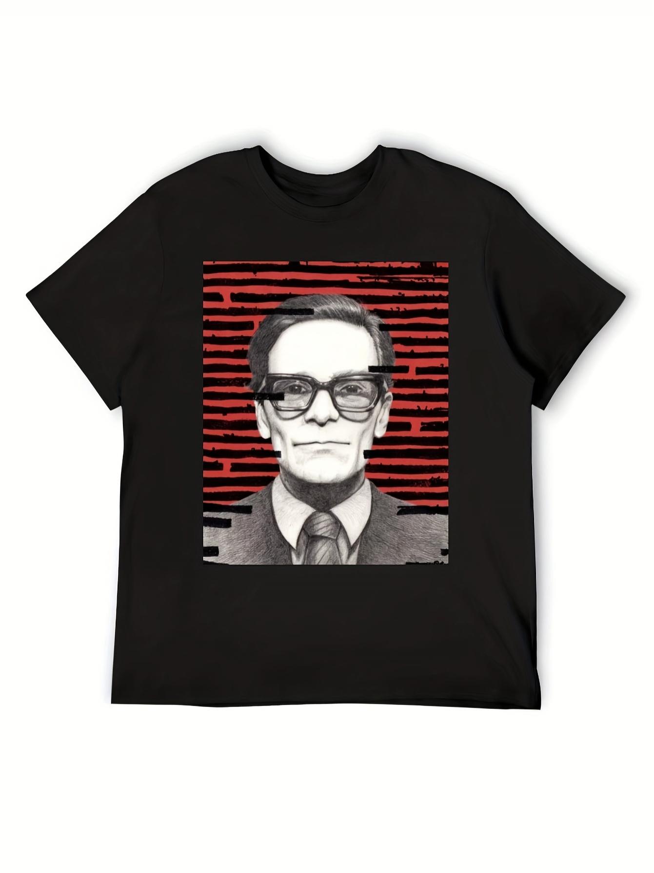 Men s Pier Paolo Pasolini Portrait T-Shirt- Black Retro T-Shirt with Red Accents- Cinematic Casual Shirt- Machine Washable XS