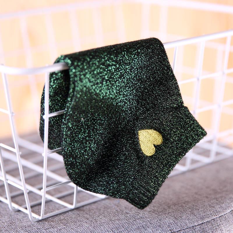 Embroidered Love Heart Glitter Socks for Women, Shiny Socks, Gold, Silver, Colorful, Shining, Fashion, Funny