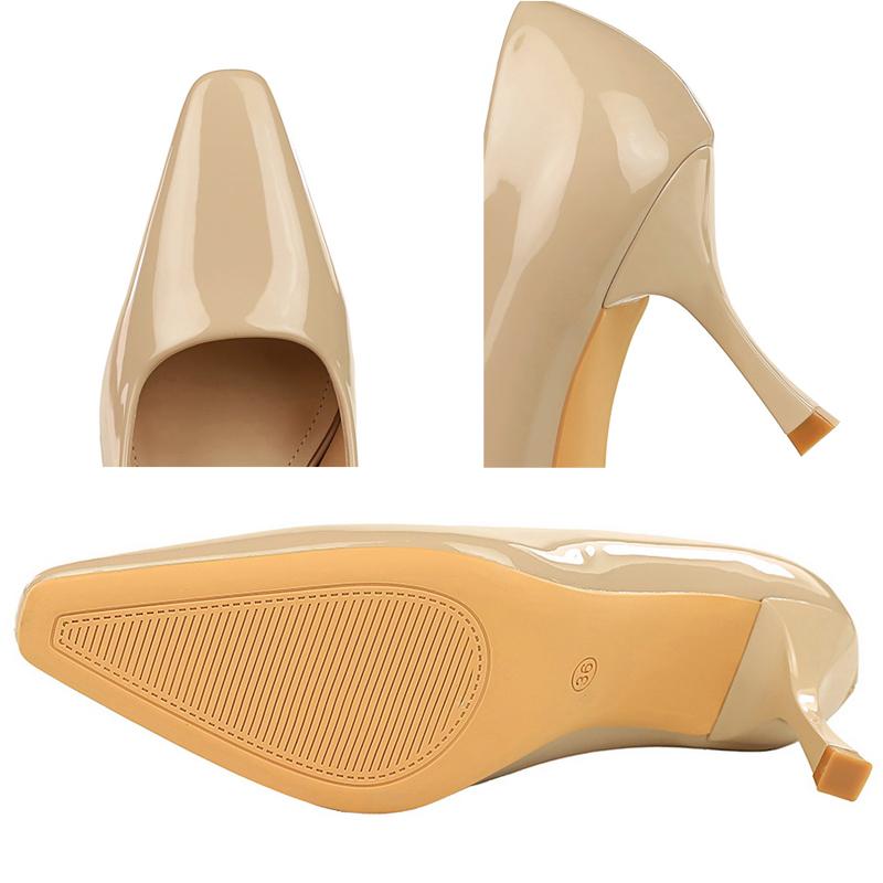 Women 7.5 cm Heels Patent leather Women Pumps Square head Kitten heels Stiletto Elegant banquet shoes Sexy party shoes