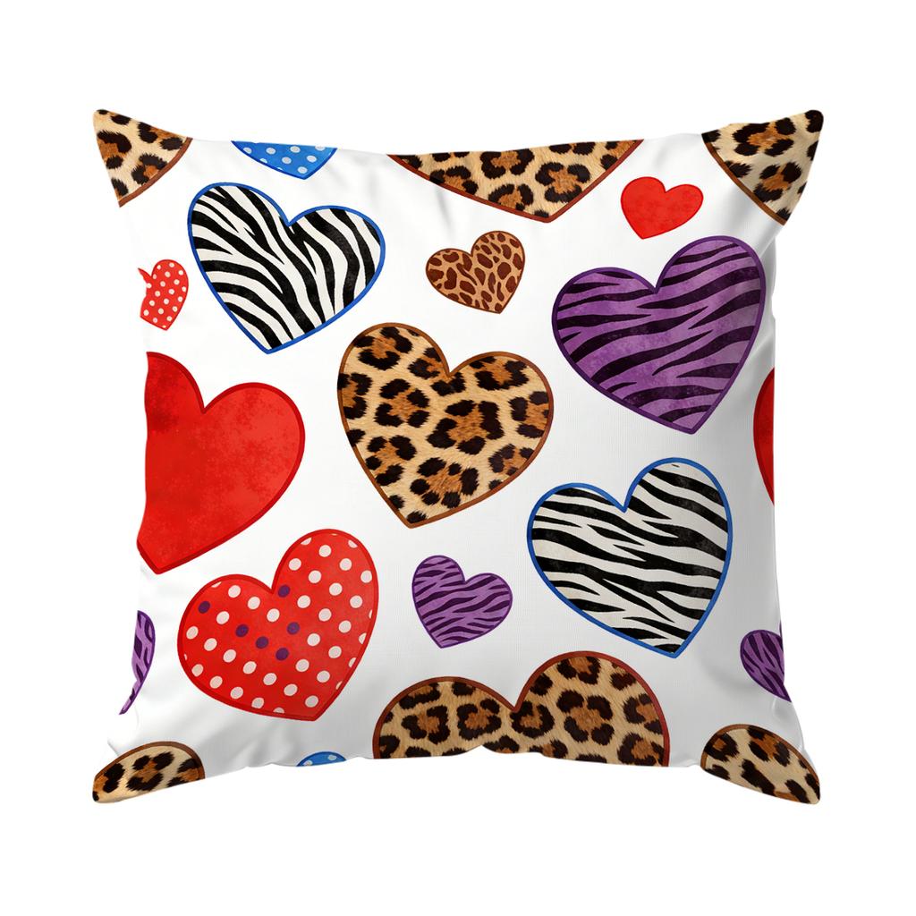 Leopard Print Heart Pillowcase Bedroom Sofa Cushion Cover 100% Polyester Living Room Cushion Pillowcase Home Comfortable Decor