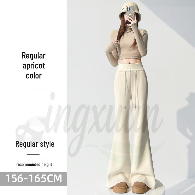 

2026 Autumn/Winter Women’s High Waist Wide Leg Wool-Blend Velvet Trousers XL