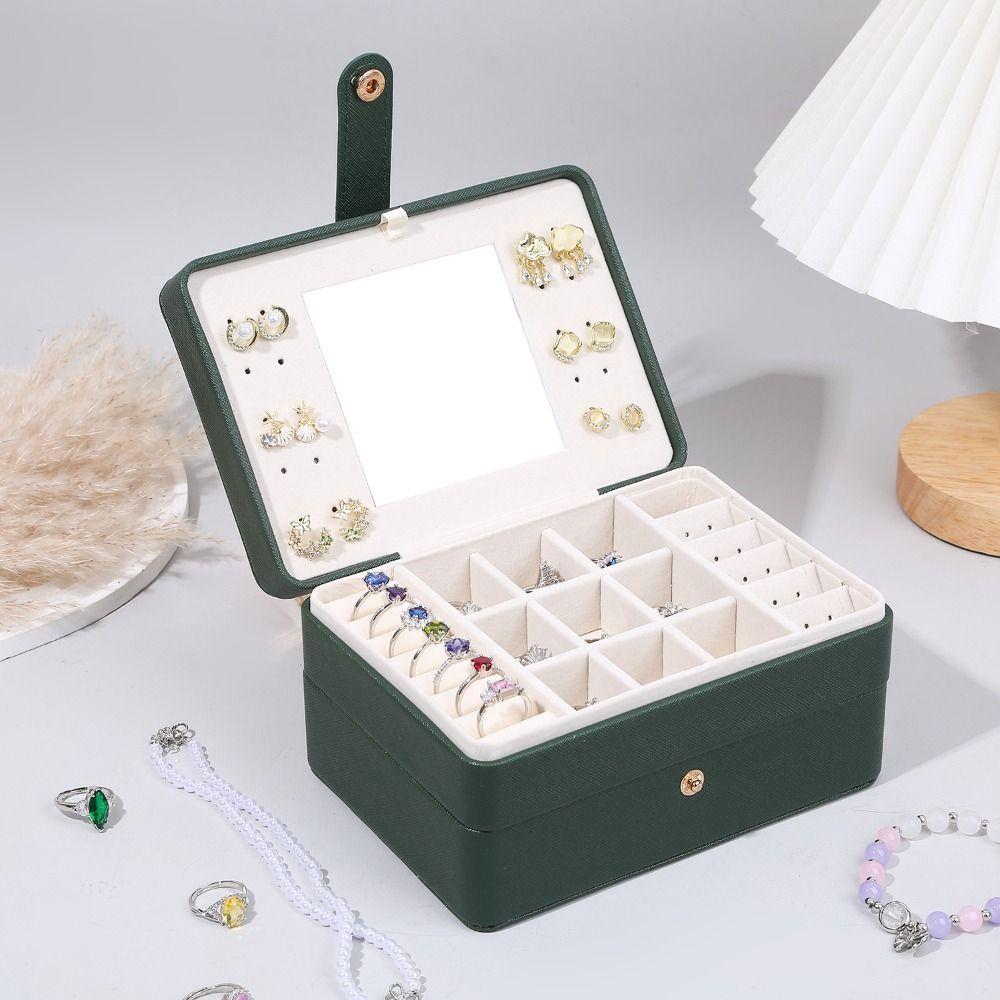 Ringe Halskette Schmuckhalter PU Schmuckaufbewahrungskoffer Tragbare quadratische Schmuckschatulle Geschenk