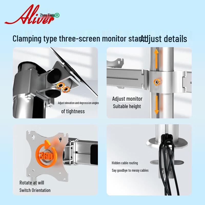 Aliver AL322 Triple Monitor Desk Mount Stand