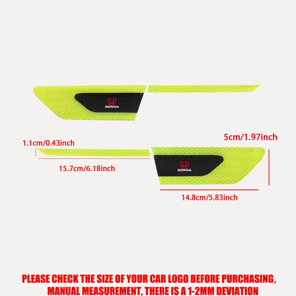 2pcs Car Side Fender Reflective Safety Strip Stickers Auto Warning Reflector Tape For Honda Civic Accord Jazz City CR-Z Insight RF6