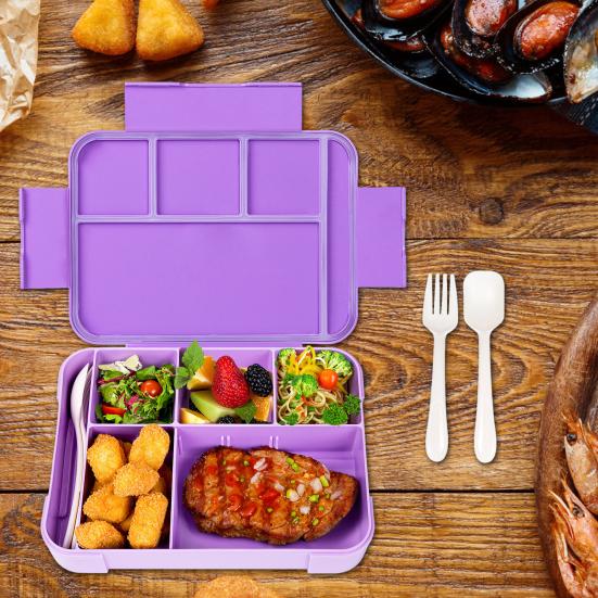 Yousheng Lunch Box with Fork Spoon Split Bento Box Leak-proof Food Container BPA-Free Meal Prep Container for School Office