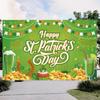 Celebrate Happy St. Patrick’s Day Background Polyester Irish Clover Hanging Banner  Photo Booth
