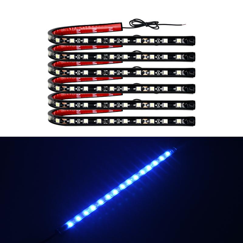 6pcs LED Strip Car Bottom Underglow Light Flexible LED Underbody Light Auto Decorative Ambient Atmosphere Lamp DRL For Car 12V