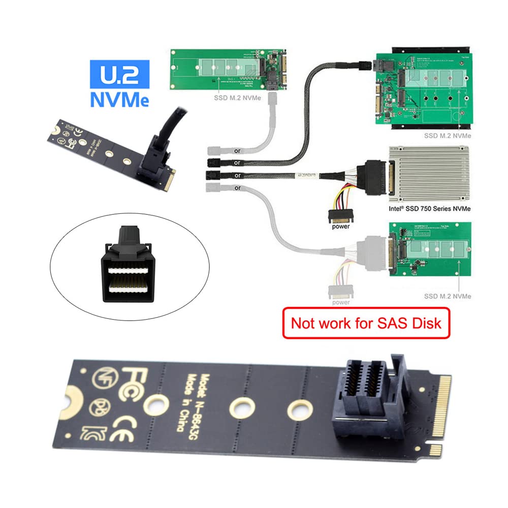 NFHK 22x80mm Kit NVME SSD Adapter for Motherboard SSD 750 P3600 P3700 Mini SAS HD U.2 SFF-8639 PCIe4.0 M.2 SFF-8643