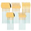 30Pcs/Set Stainless Steel Dinner Mirror Gold Dinnerware Set Knife Dessert Fork Spoon Cutlery Set Kitchen Flatware Silverware Set