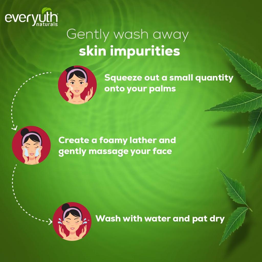 Everyuth Naturals Purifying Neem Face Wash 150g Deep Cleansing Antibacterial Hydrating Clear Skin Formula