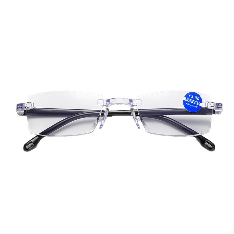 Blue Light Blocking Presbyopia Glasses Ultra Lightweight Rimless Cut Edge Reading Glasses for Eye Protection