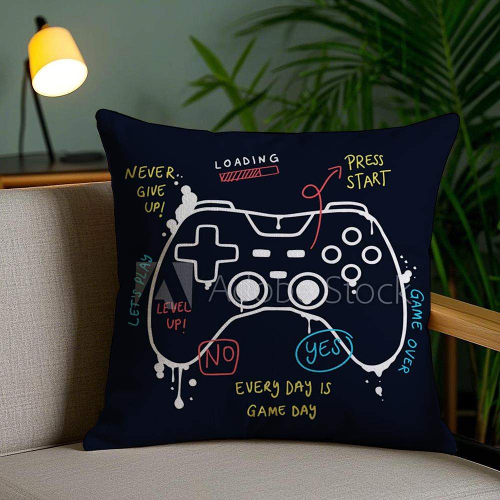 Colorful Graffiti Game Gamepad Cushion Cover Soft Short Plush Double-Sided Printing Home Decor Machine Washable Pillow Case Gift