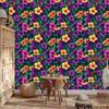 Wallpaper Flowers and Leaves in Sea and Purple for Living Room and Bedroom 50x1000