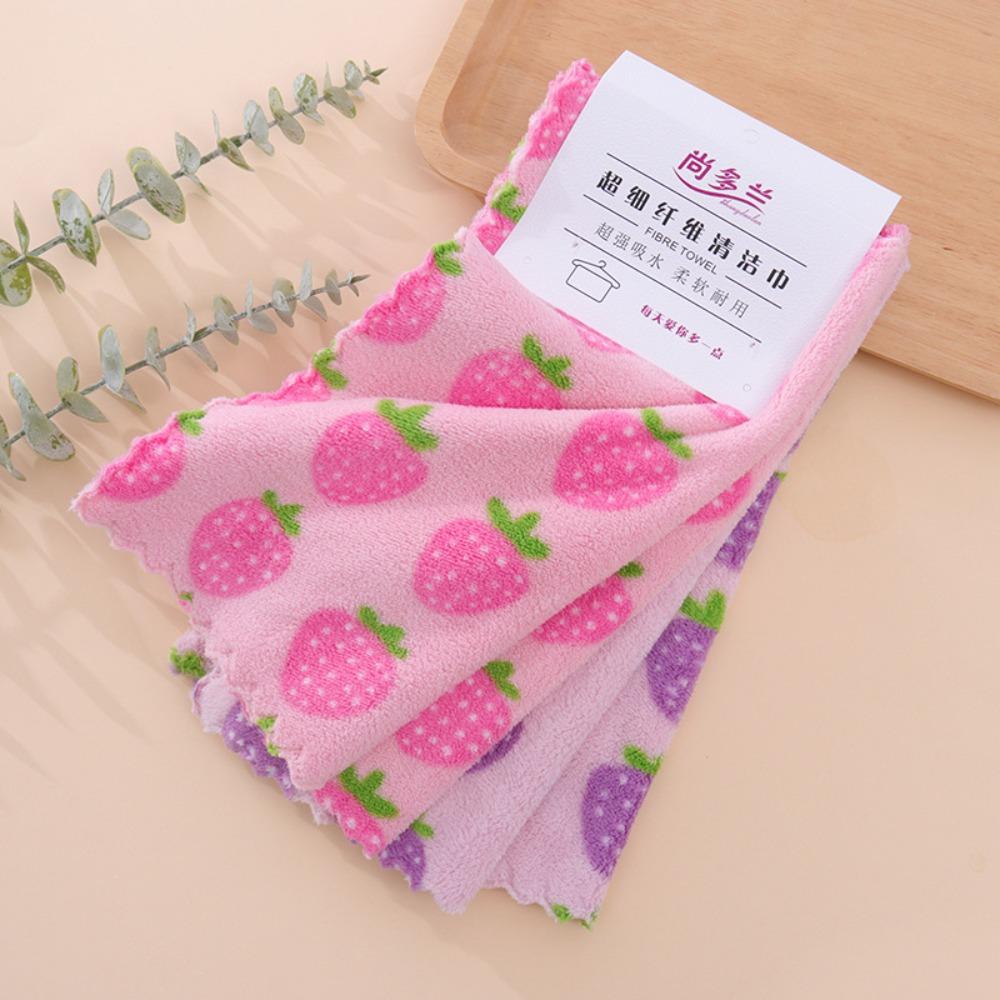 4Pcs Soft Absorbent Kitchen Cleaning Cloths Coral Fleece Reusable Dishcloth Napkins Tableware Cleaning Wipe