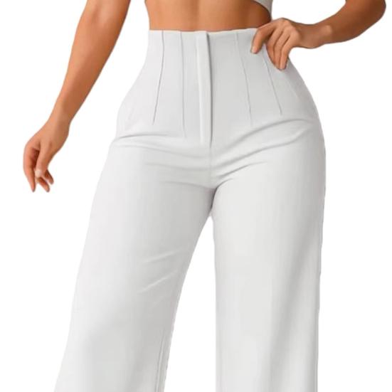 Damenhosen Hohe Taille Einfarbige Lässige Weite Beine Hose mit Taschen Einfarbige Lockerer Schnitt Pendlerhosen Arbeit Reise Täglich