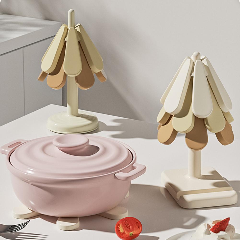 

Силиконовый коврик в форме дерева, теплоизоляционные противоожоговые прокладки, складная подставка под горячее блюдо, моющаяся подставка для обеденного стола AS