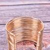Women Multilayer Metal Wires Strings Open Bangle Wide Cuff Bracelet Jewelry