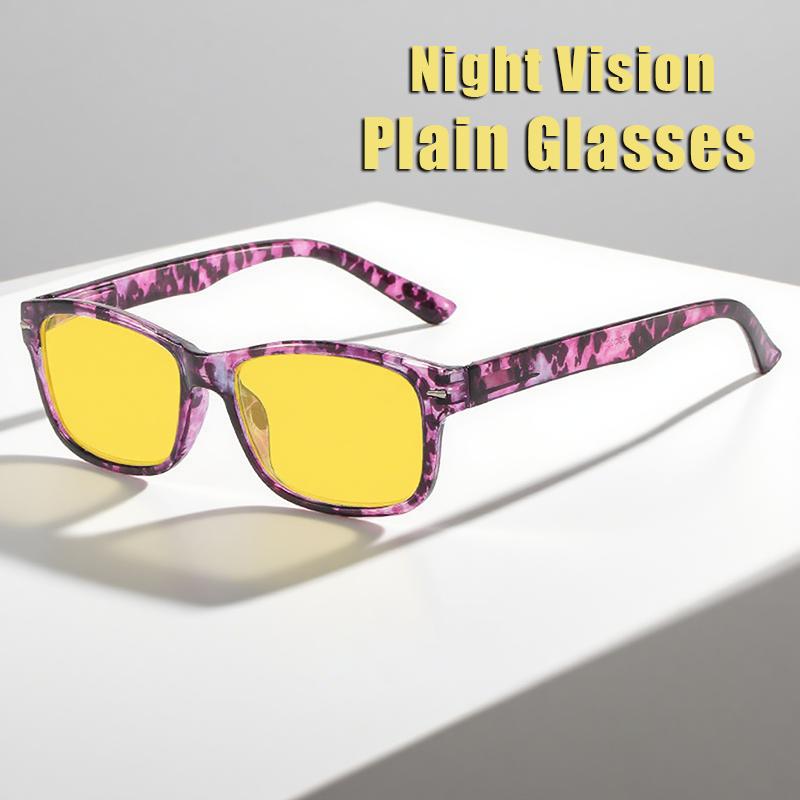 Men's and Women's Fashionable Night Vision Plain Glasses Anti-farlight Mobile Phone Computer Goggles Anti-blue Light Glasses