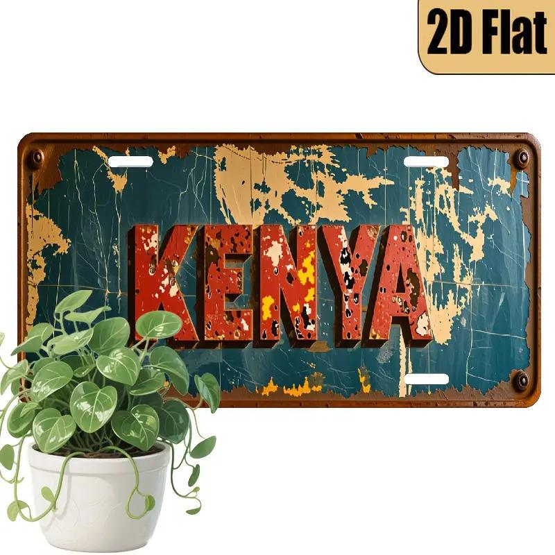 

Vintage Distressed Kenya Map License Plate D Flat Aluminum Tin Sign Wall Art Decor for Garage Bar Man Cave and Car Front Plate 15x30cm(5.9x7.8inch)