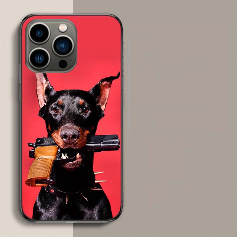 Animal Dachshund Doberman Dog Phone Case For Apple Iphone 16E 16 17 Pro Max Air 15 Pro 14 Plus 12 13 Mini Cover Cute Fun