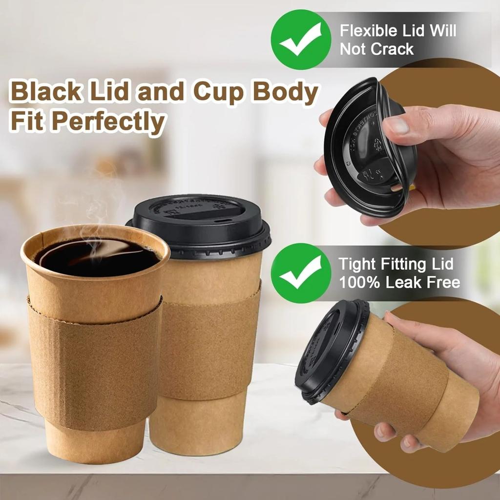 100 Pack 12 Oz Paper Coffee Cups, Disposable Coffee Cups With Lids And Sleeves For Home And Cafes