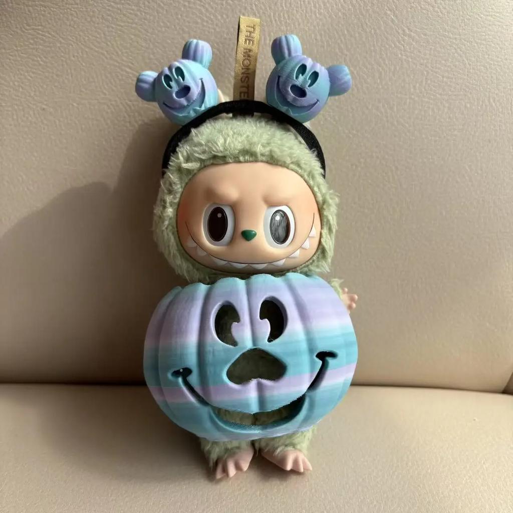Clothes For Labubu Halloween Gradient Colorful Pumpkin Outfit Set For 1.0 3.0 Generation Figure Collectible Decor Labubu Cosplay